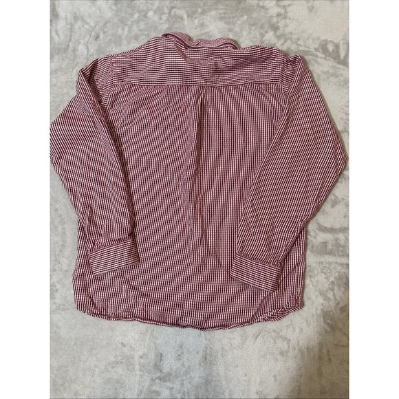 Men’s Stussy Button Up Flannel Shirt Red White Size Medium - Picture 9 of 11